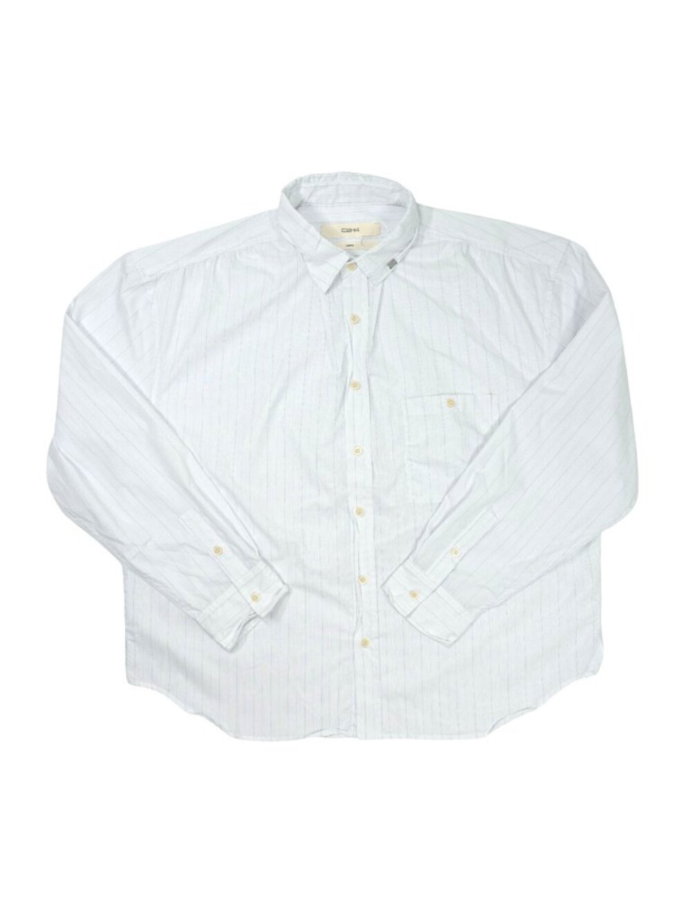 C2H4 011 - Old Time Wardrobe Wrinkled Shirt in White Blue